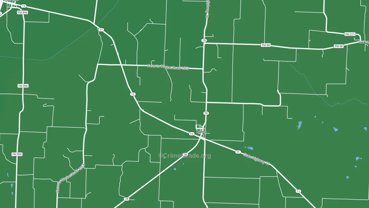 Bailey, TX Map of Vehicle Theft Rates