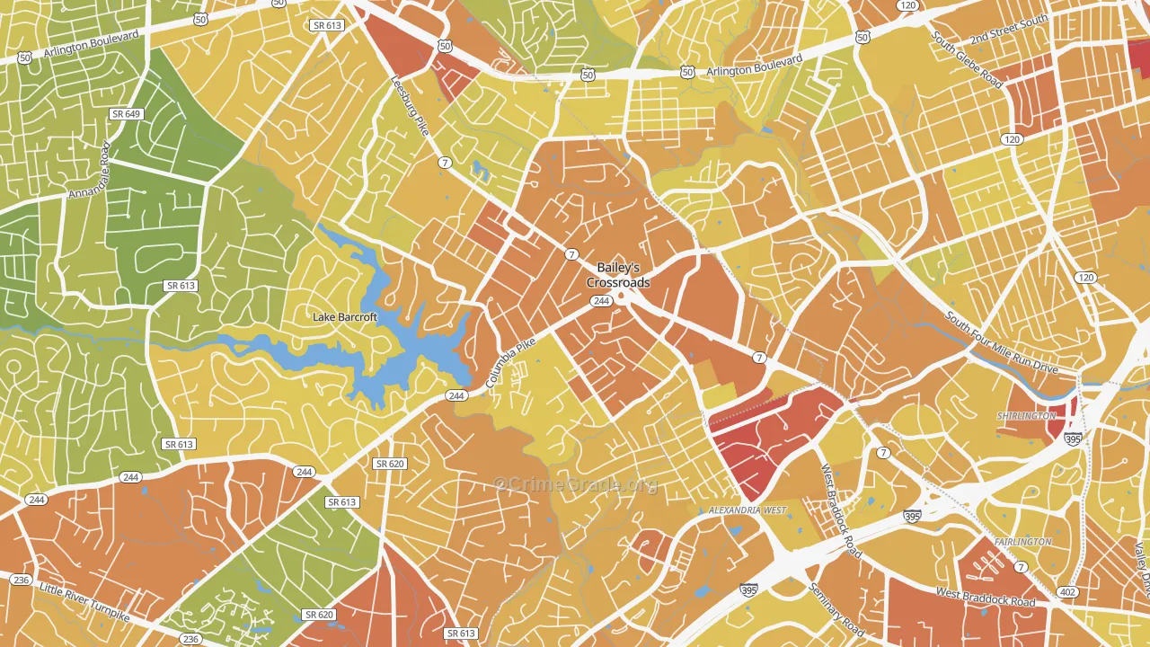 Bailey's Crossroads, Falls Church, VA Map of Vehicle Theft Rates