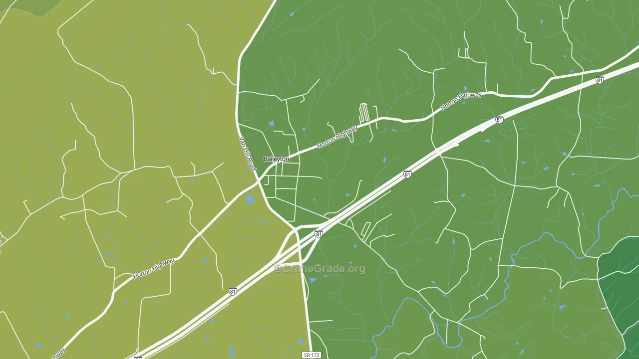Baileyton, TN Map of Vehicle Theft Rates