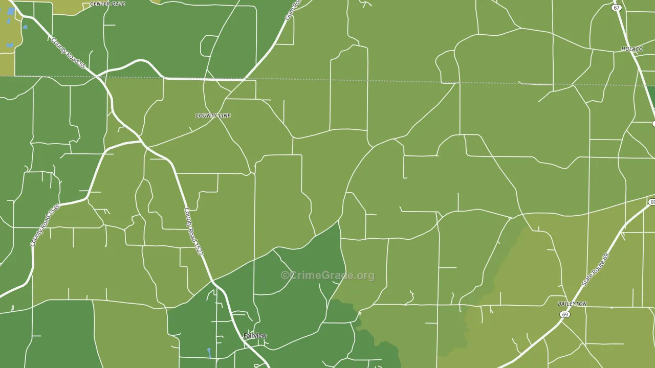 Baileytown, AL Map of Vehicle Theft Rates