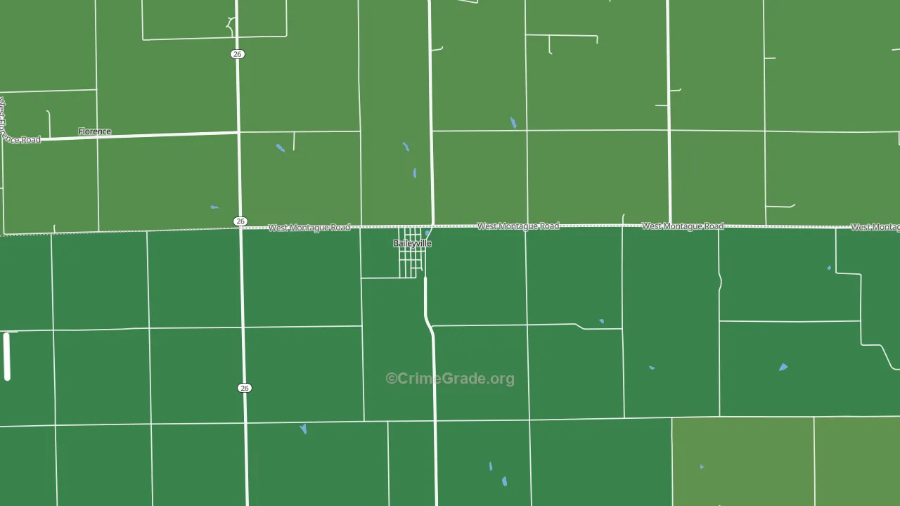 Baileyville, IL Map of Vehicle Theft Rates