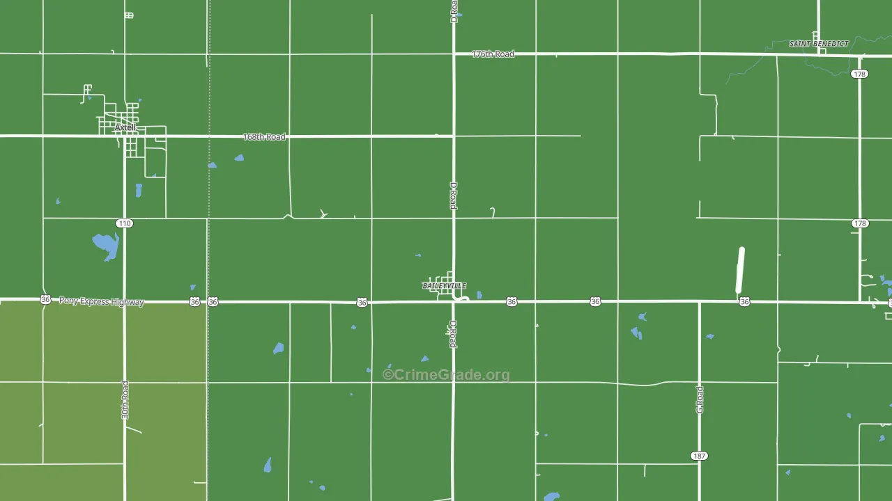 Baileyville, KS Map of Vehicle Theft Rates