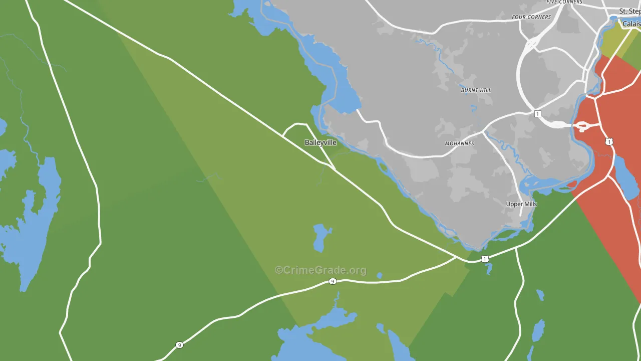 Baileyville, ME Map of Vehicle Theft Rates