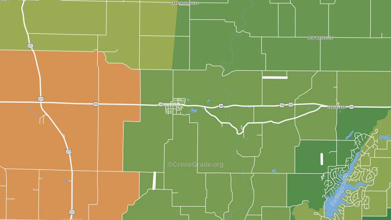 Bainbridge, IN Map of Vehicle Theft Rates