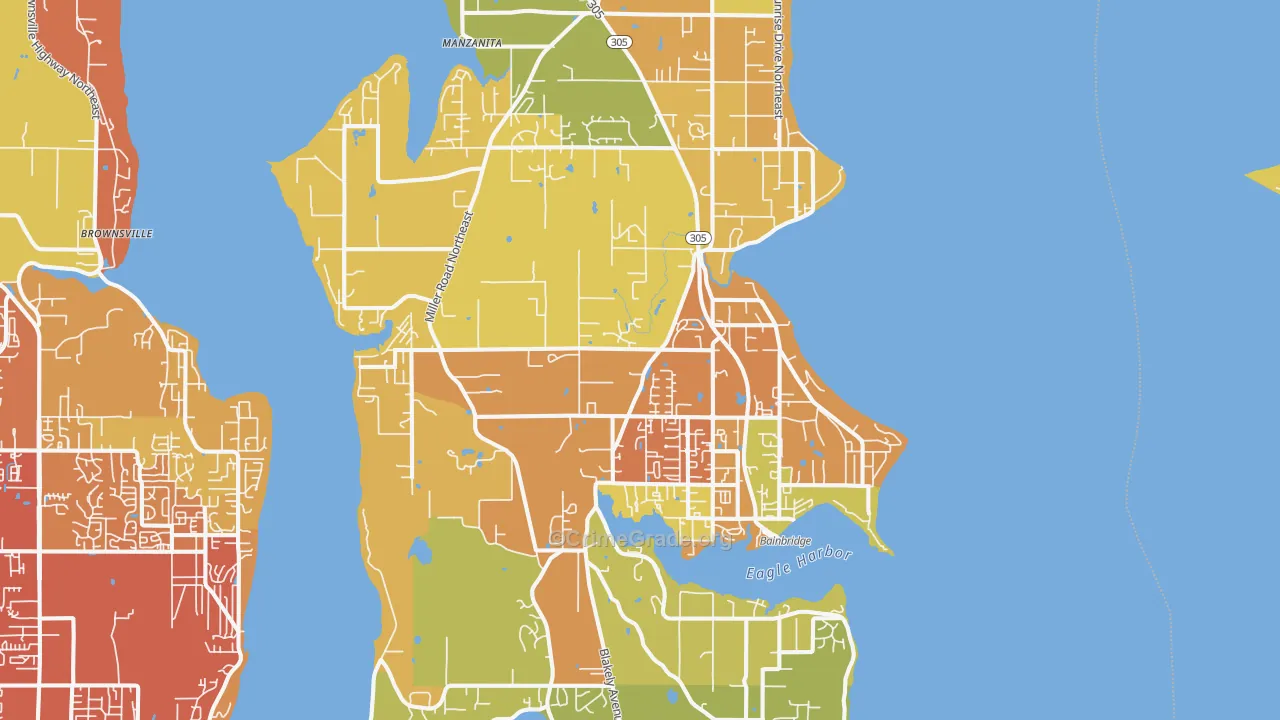 Bainbridge Island, WA Map of Vehicle Theft Rates