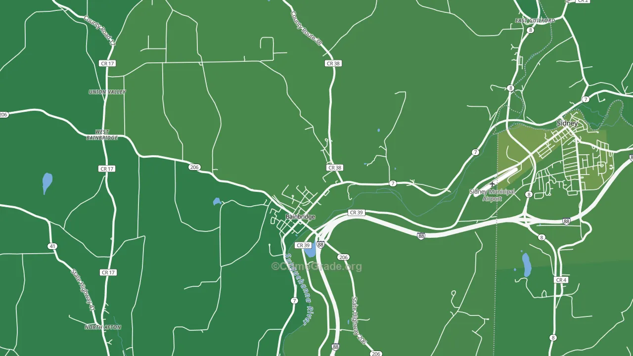 Bainbridge, NY Map of Vehicle Theft Rates