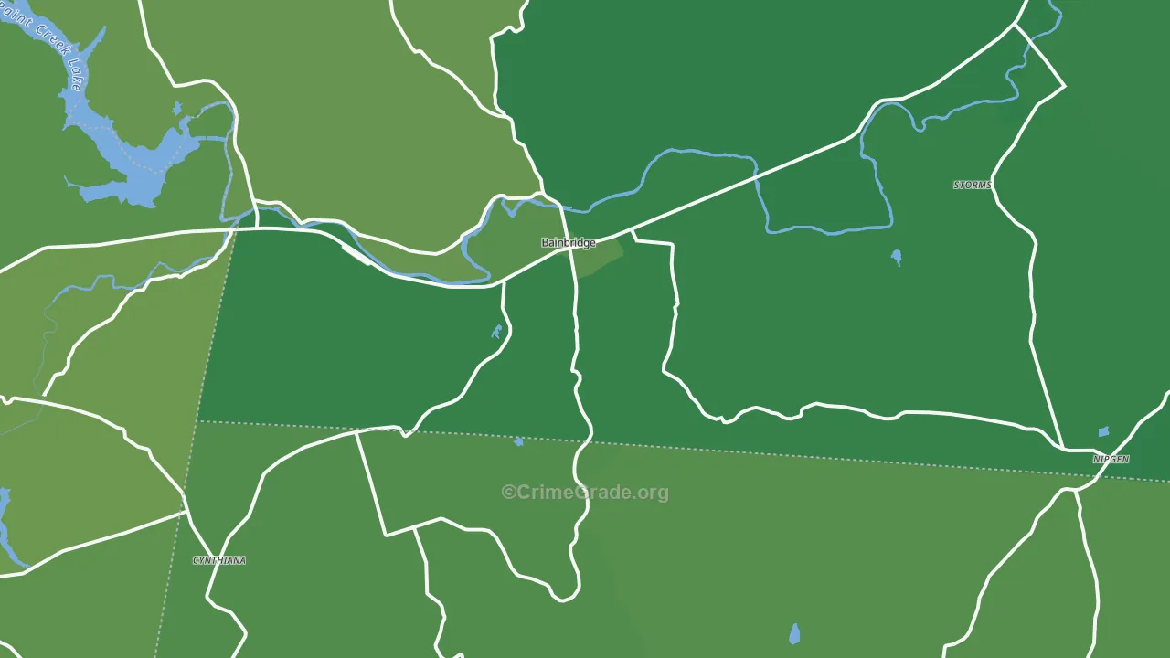 Bainbridge, OH Map of Vehicle Theft Rates