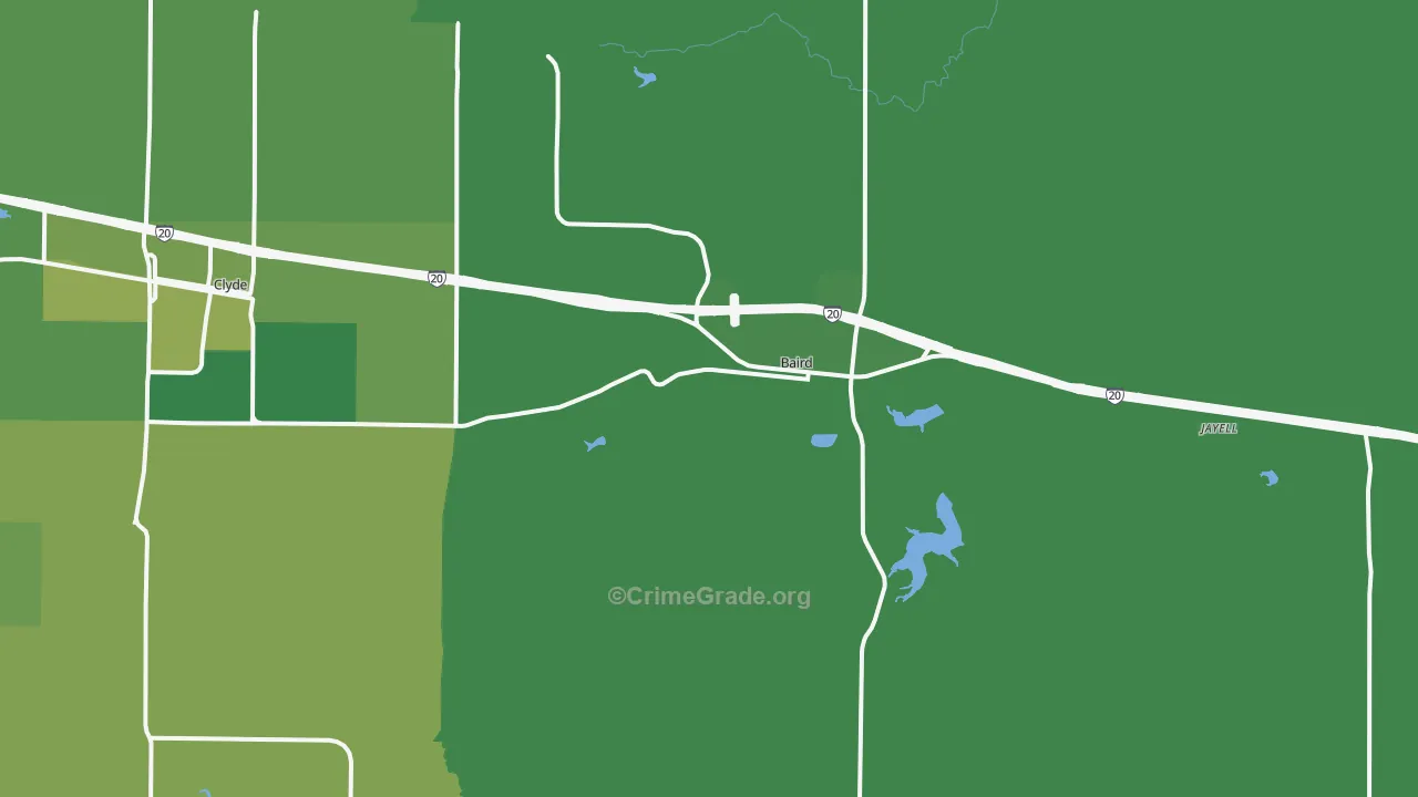 Baird, TX Map of Vehicle Theft Rates