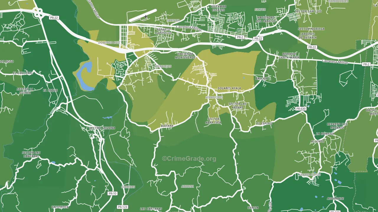 Bajadero, PR Map of Vehicle Theft Rates