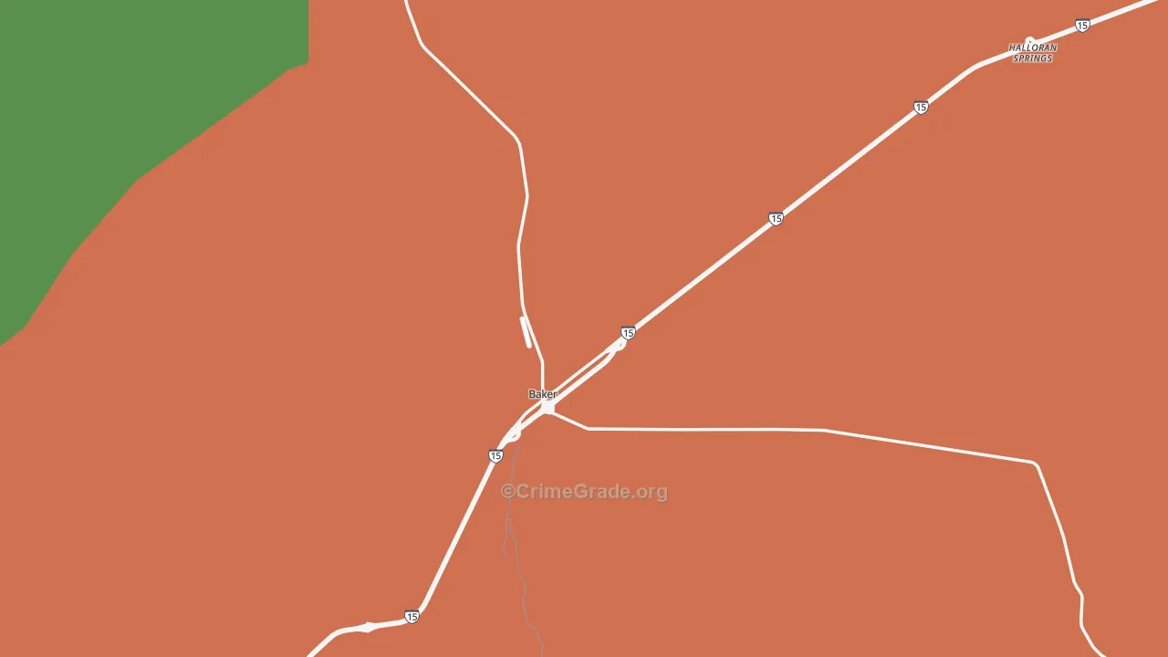 Baker, CA Map of Vehicle Theft Rates