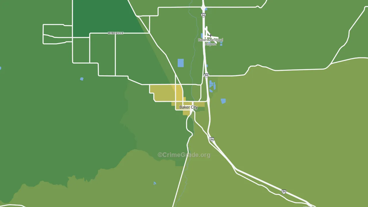 Baker City, OR Map of Vehicle Theft Rates