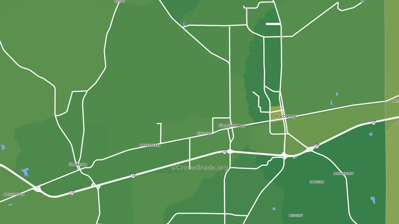 Baker County, FL Map of Vehicle Theft Rates