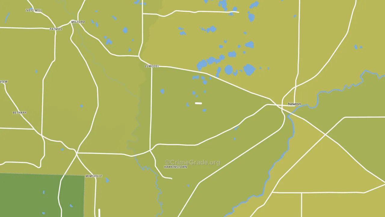 Baker County, GA Map of Vehicle Theft Rates