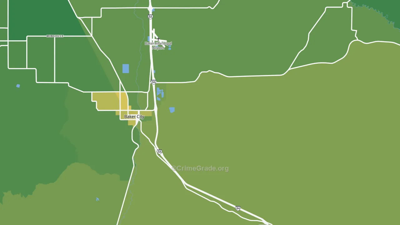 Baker County, OR Map of Vehicle Theft Rates