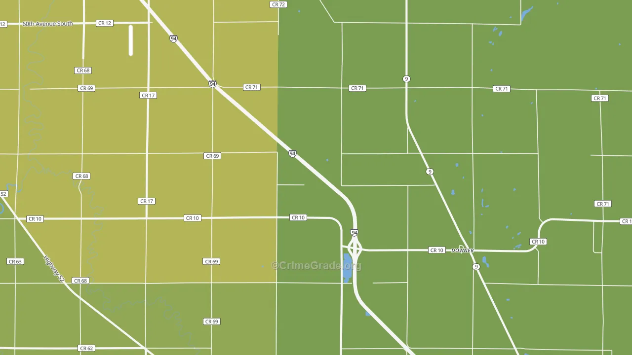 Baker, MN Map of Vehicle Theft Rates