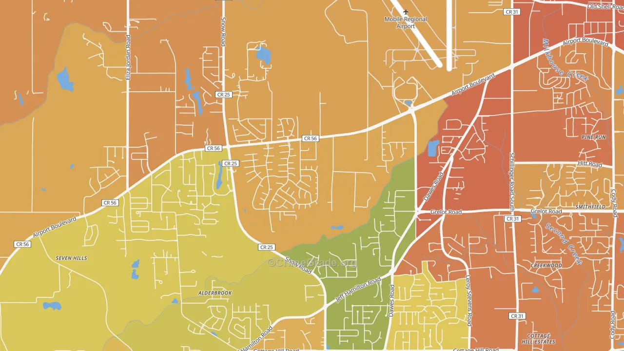 Baker, Mobile, AL Map of Vehicle Theft Rates