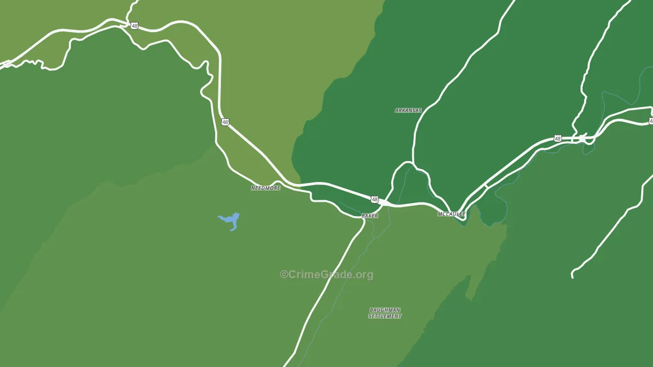 Baker, WV Map of Vehicle Theft Rates