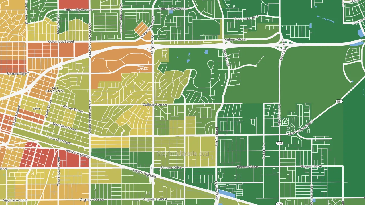 Bakersfield Country Club, Bakersfield, CA Map of Vehicle Theft Rates