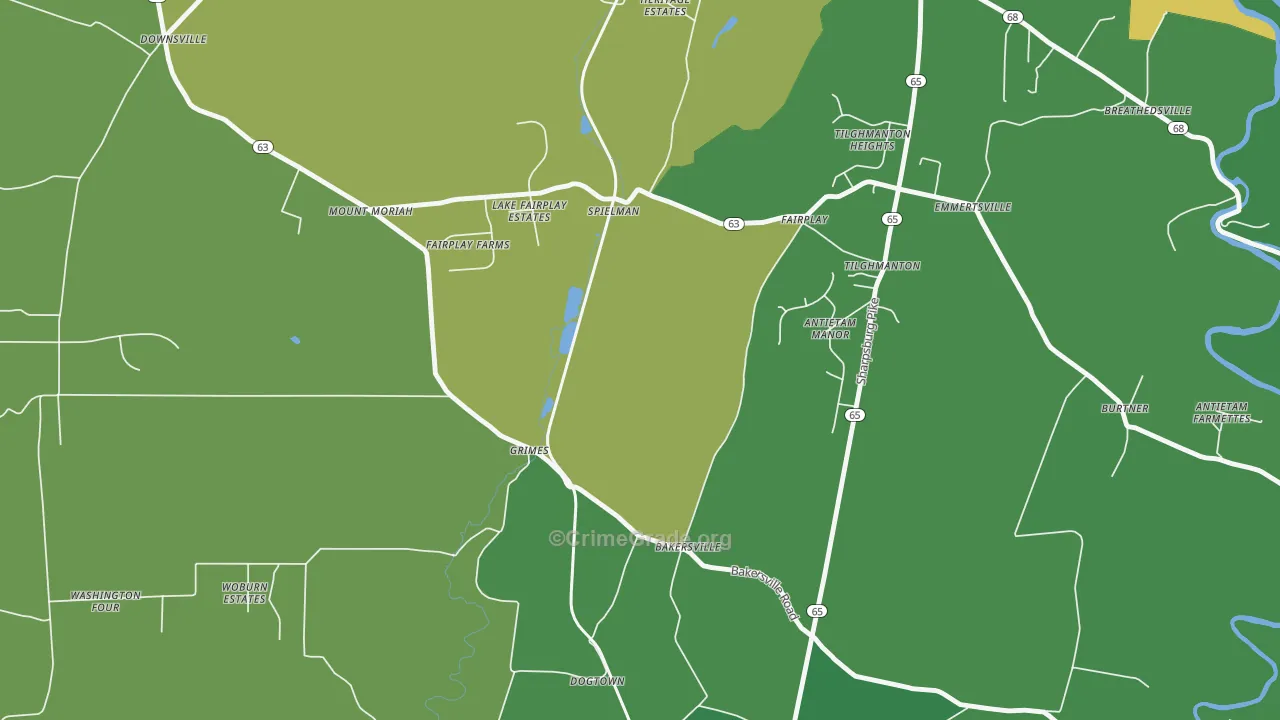 Bakersville, MD Map of Vehicle Theft Rates