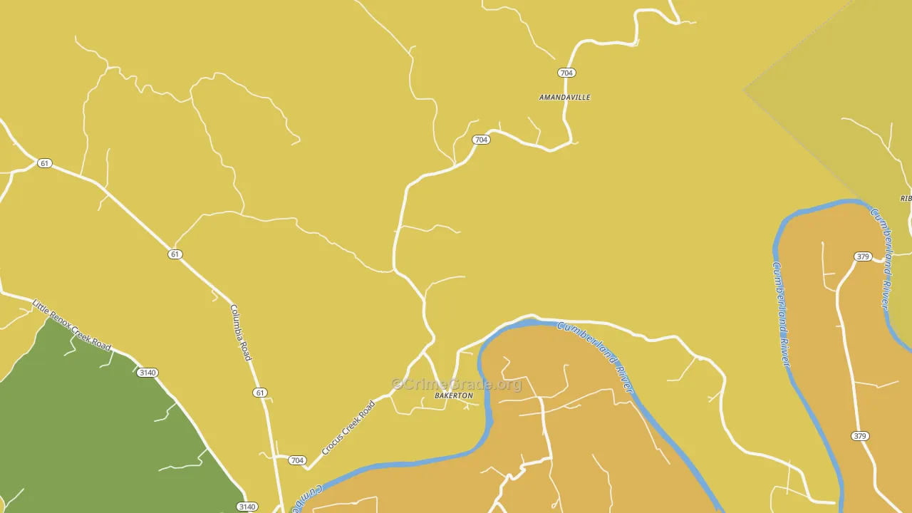 Bakerton, KY Map of Vehicle Theft Rates