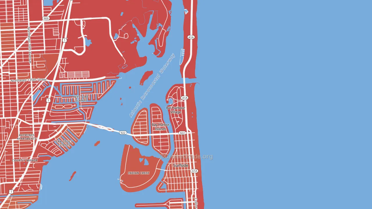 Bal Harbour, FL Map of Vehicle Theft Rates