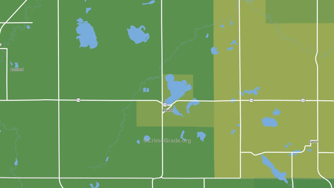 Balaton, MN Map of Vehicle Theft Rates