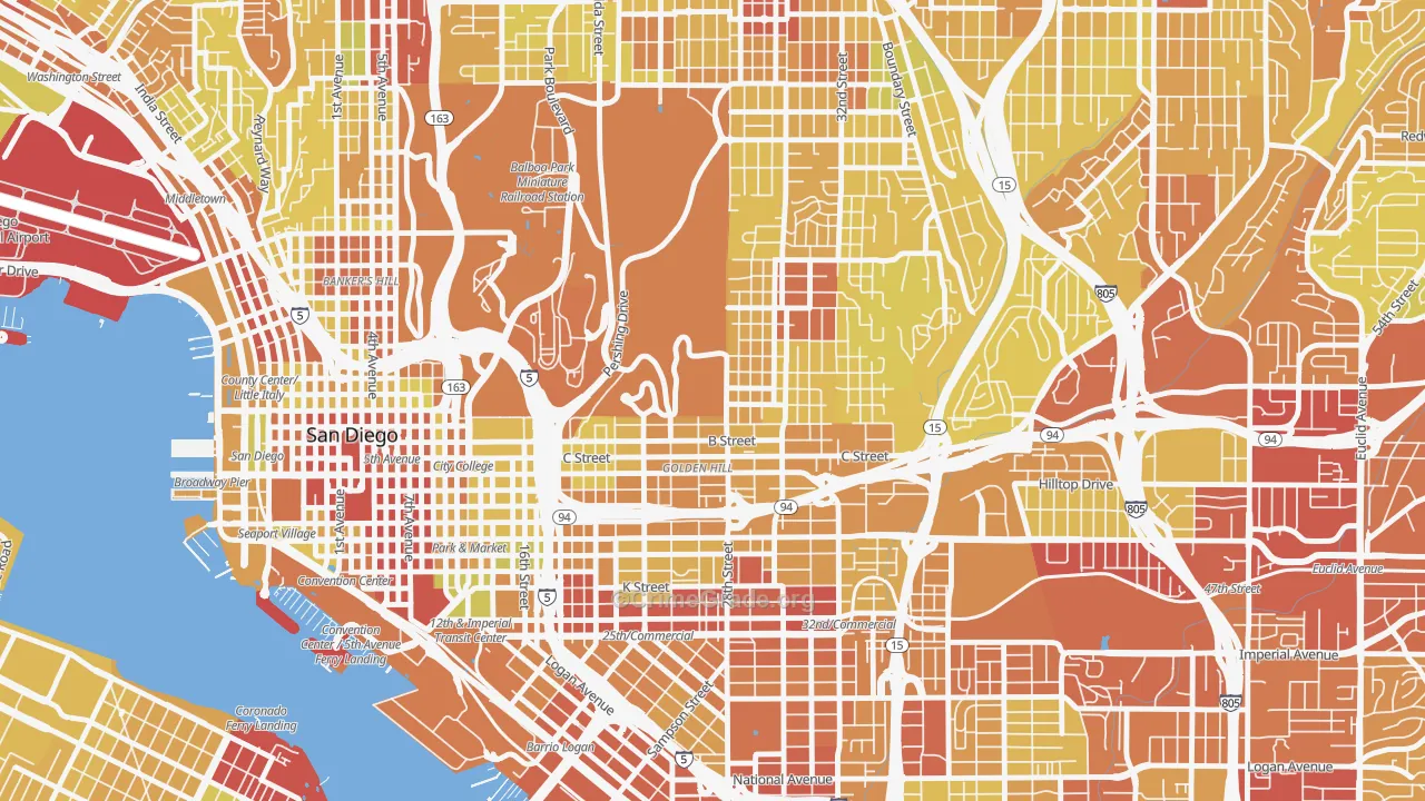 Balboa Park, San Diego, CA Map of Vehicle Theft Rates