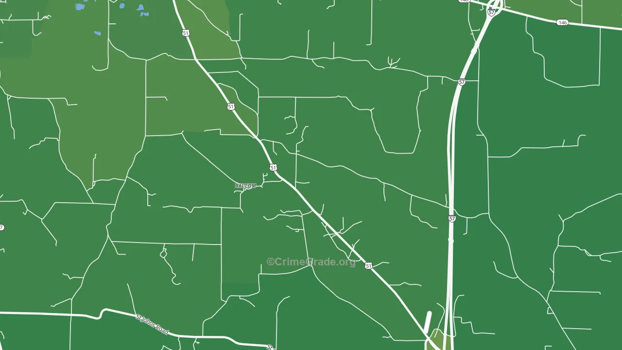 Balcom, IL Map of Vehicle Theft Rates