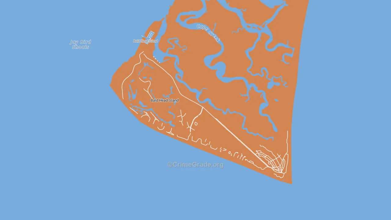 Bald Head Island, NC Map of Vehicle Theft Rates