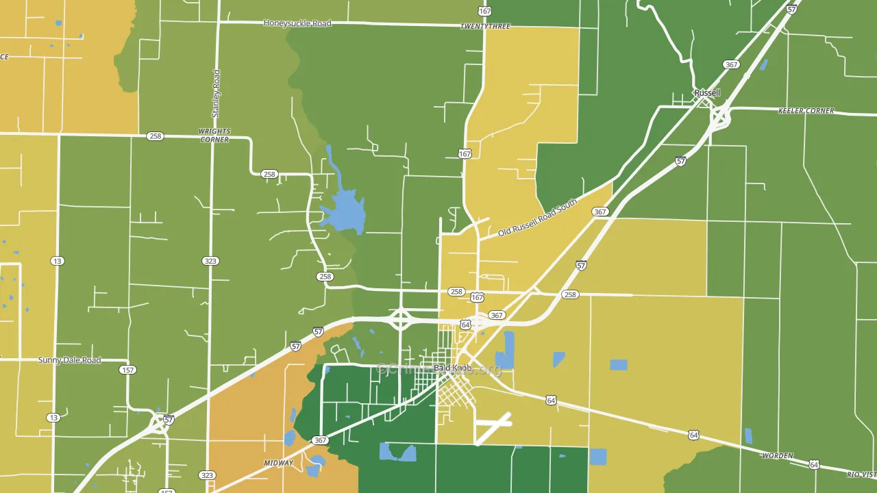 Bald Knob, AR Map of Vehicle Theft Rates