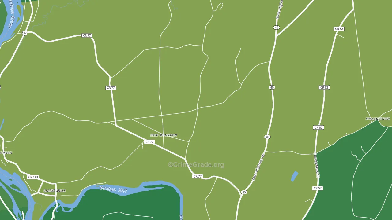 Bald Mountain, NY Map of Vehicle Theft Rates