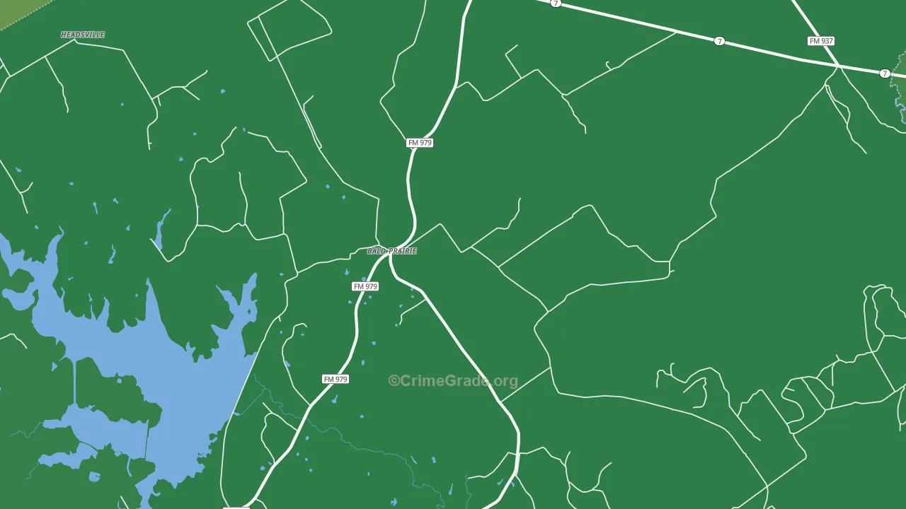 Bald Prairie, TX Map of Vehicle Theft Rates