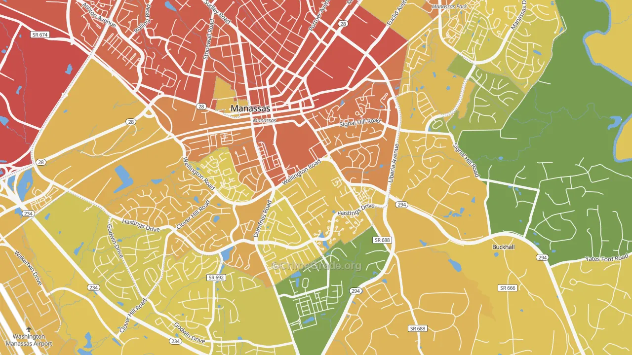 Baldwin District, Manassas, VA Map of Vehicle Theft Rates