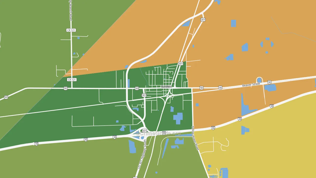 Baldwin, FL Map of Vehicle Theft Rates