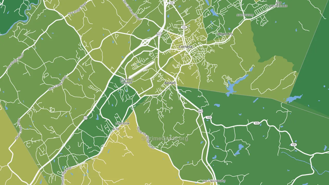 Baldwin, GA Map of Vehicle Theft Rates