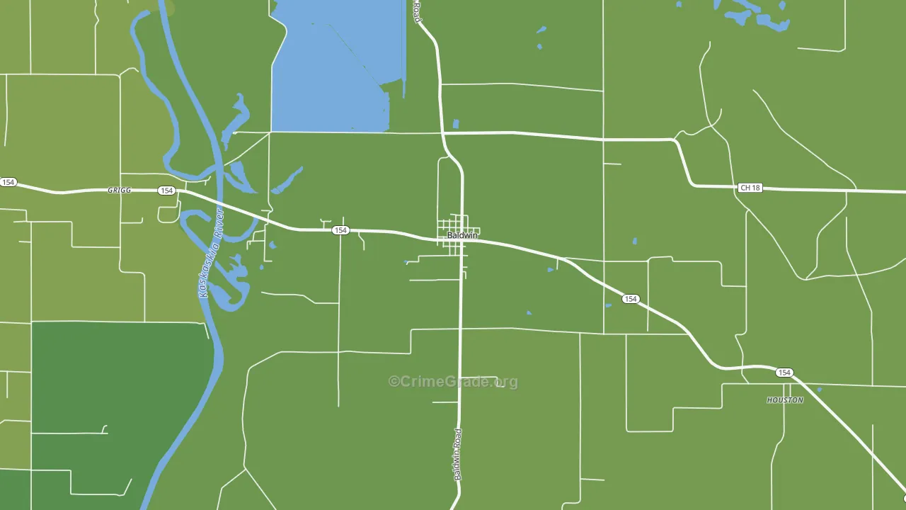 Baldwin, IL Map of Vehicle Theft Rates