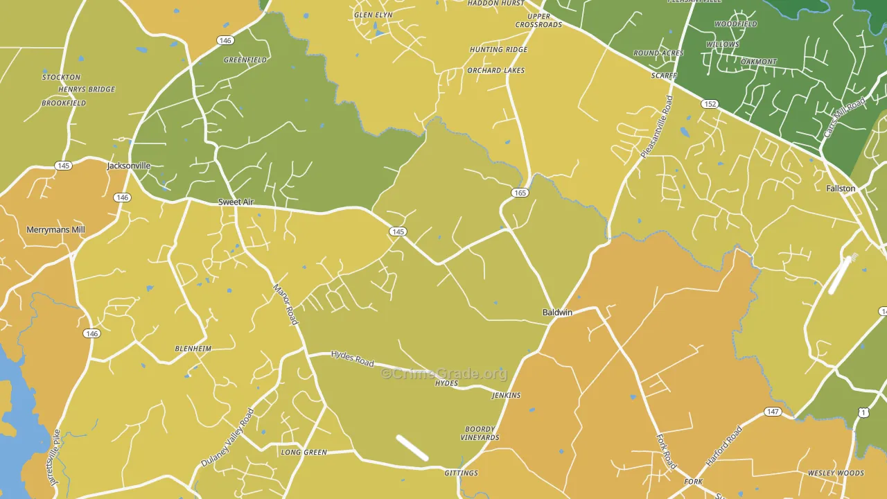 Baldwin, MD Map of Vehicle Theft Rates