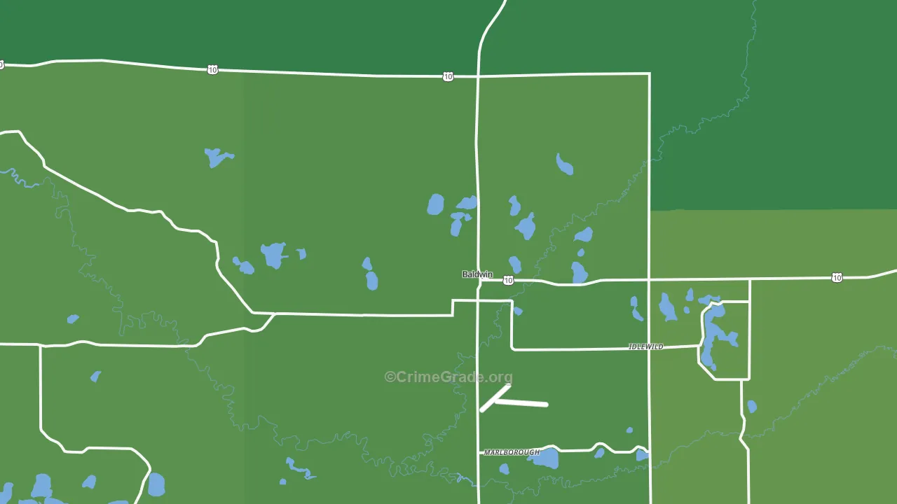 Baldwin, MI Map of Vehicle Theft Rates