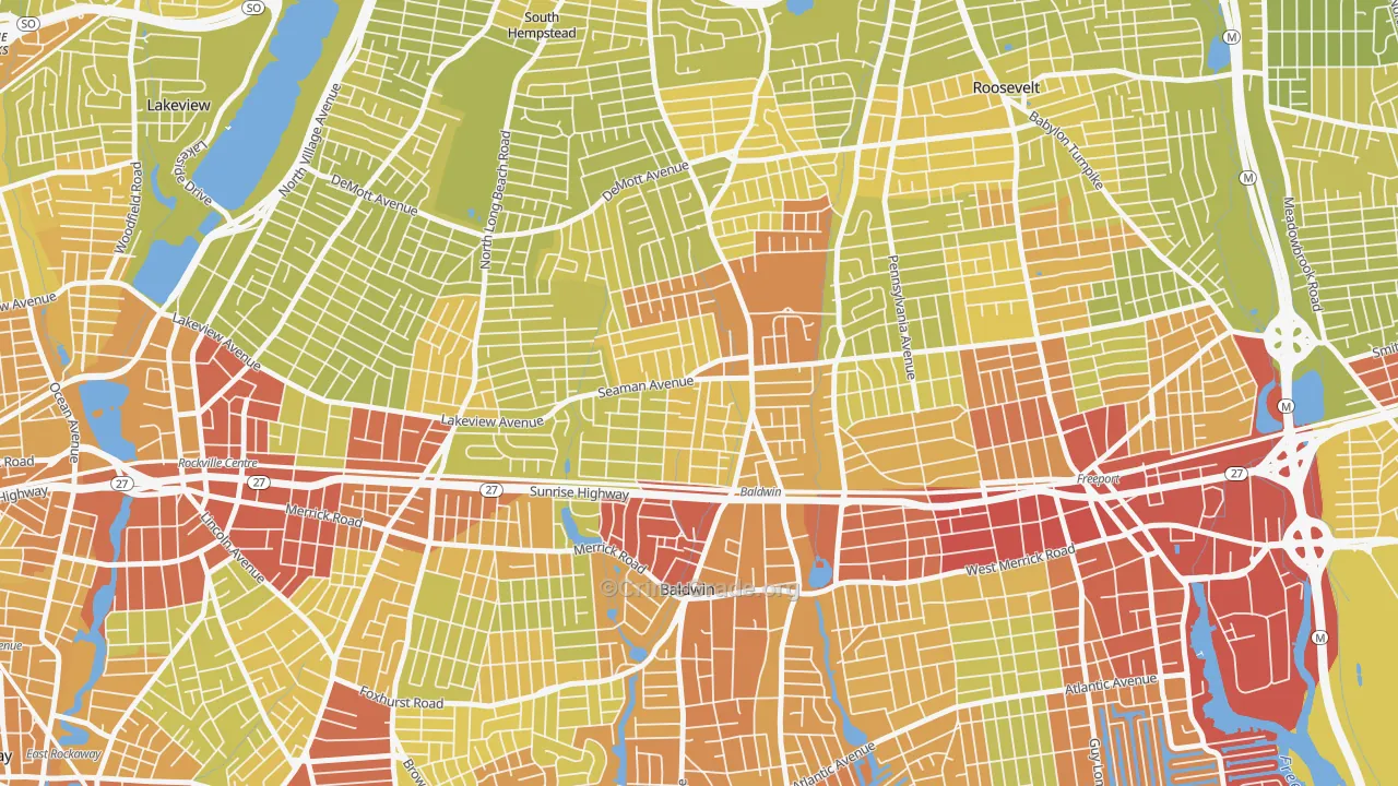 Baldwin, NY Map of Vehicle Theft Rates