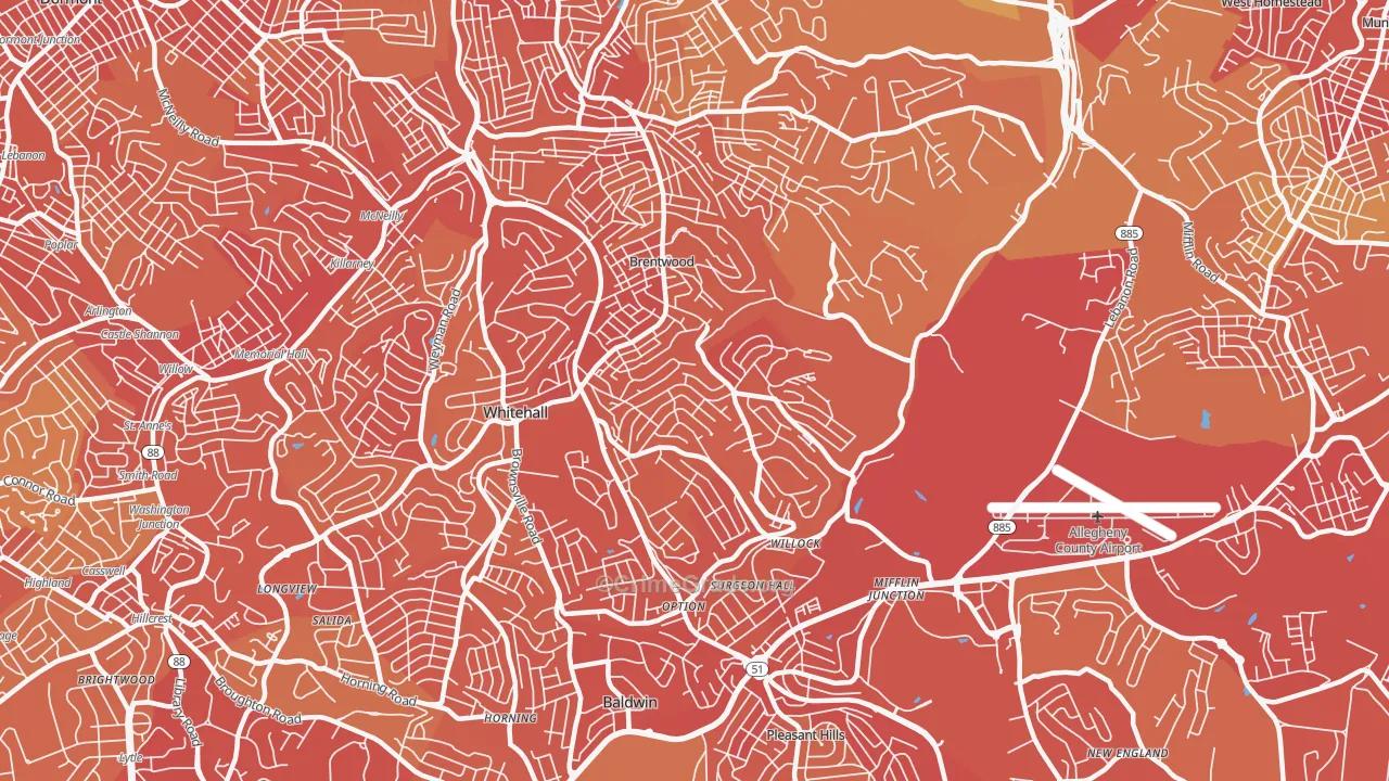 Baldwin, PA Map of Vehicle Theft Rates