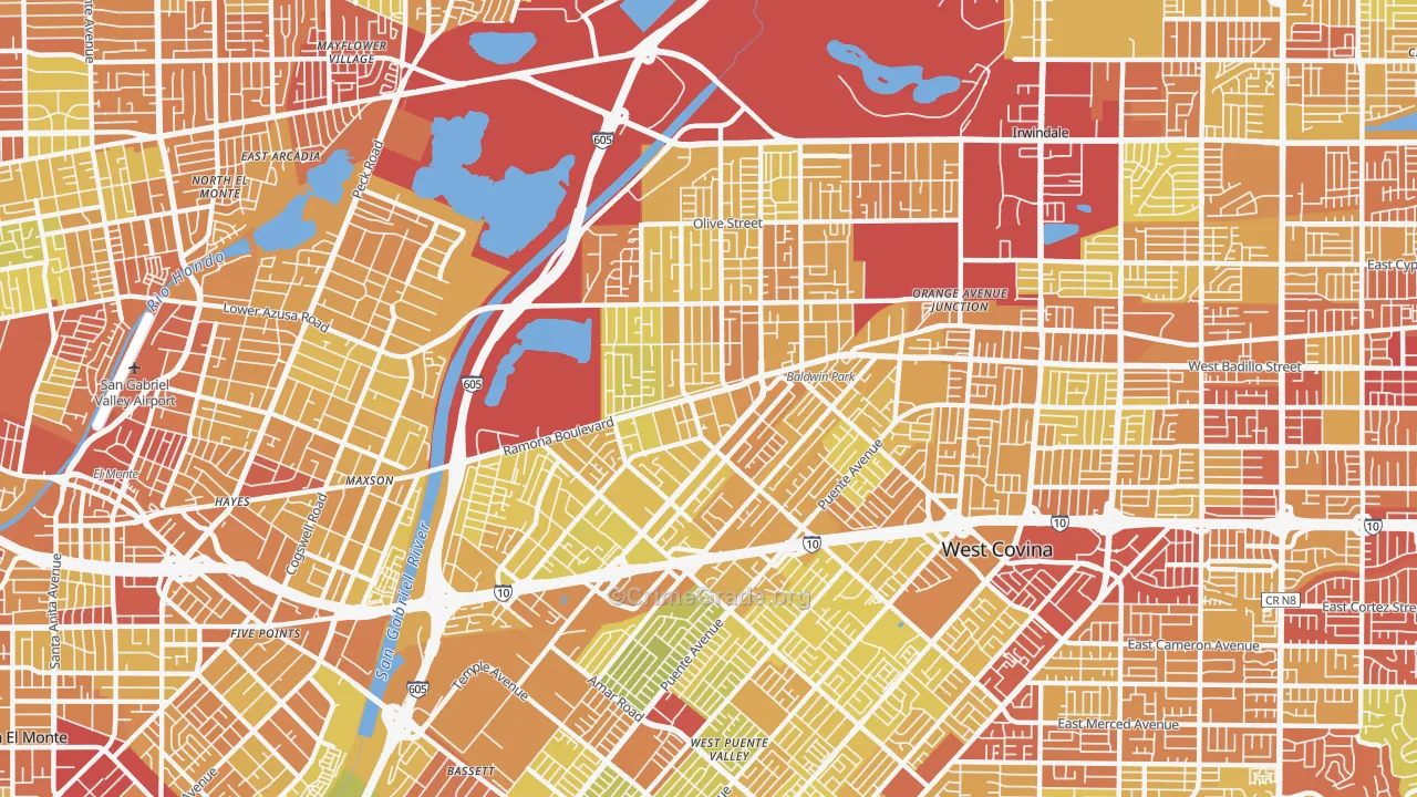 Baldwin Park, CA Map of Vehicle Theft Rates
