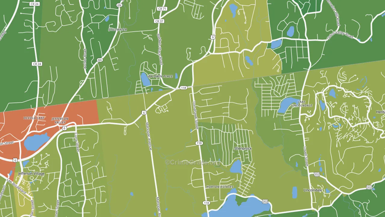 Baldwin Place, NY Map of Vehicle Theft Rates