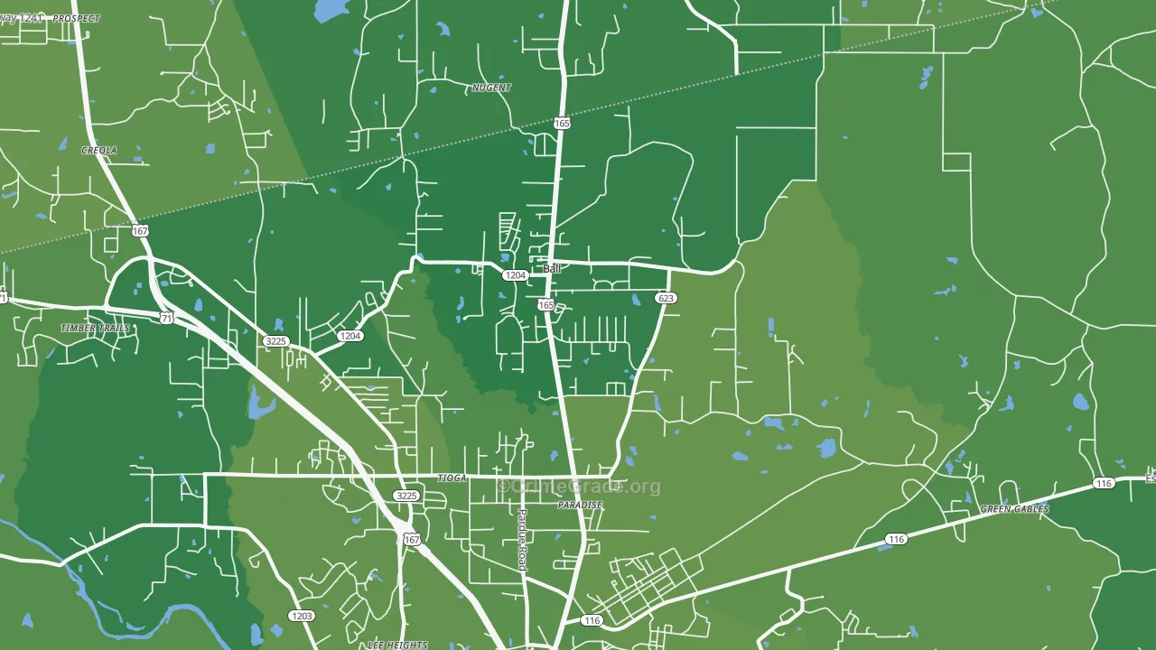 Ball, LA Map of Vehicle Theft Rates
