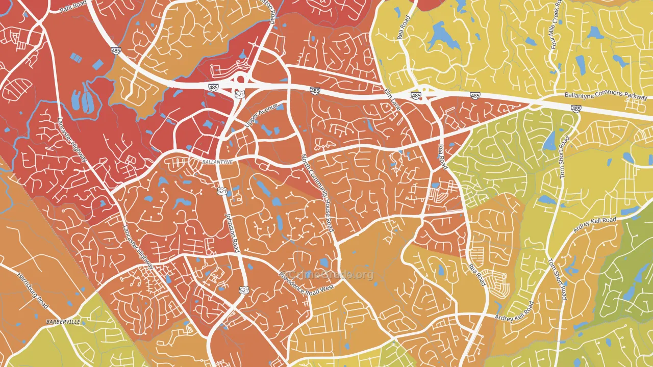 Ballantyne East, Charlotte, NC Map of Vehicle Theft Rates