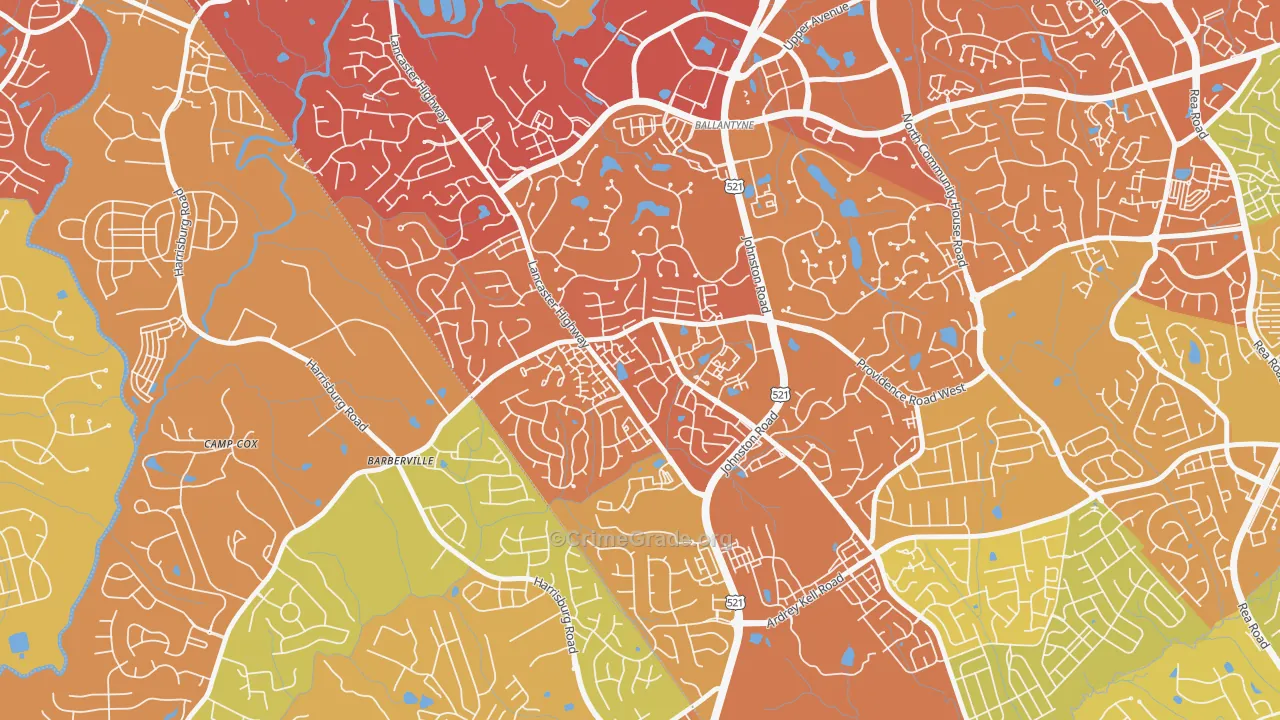 Ballantyne West, Charlotte, NC Map of Vehicle Theft Rates