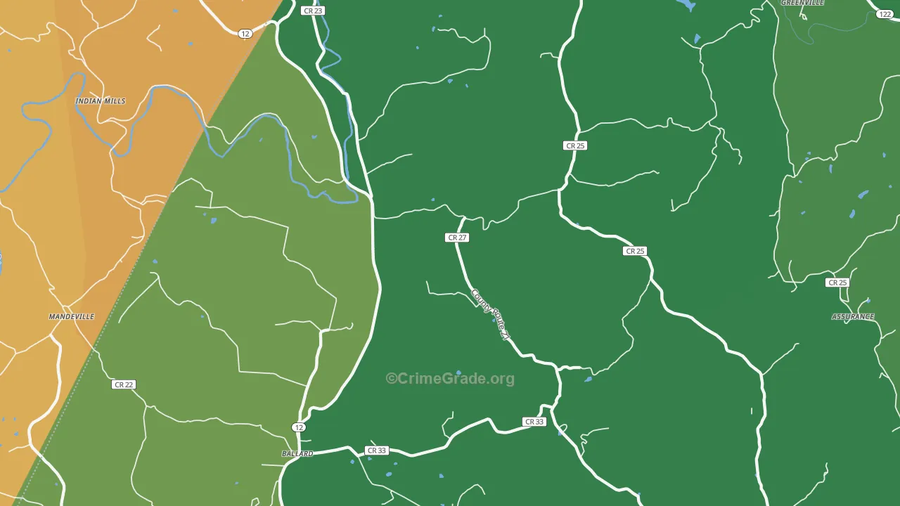 Ballard, WV Map of Vehicle Theft Rates