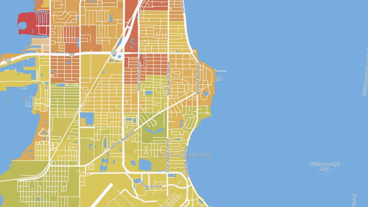 Ballast Point, Tampa, FL Map of Vehicle Theft Rates
