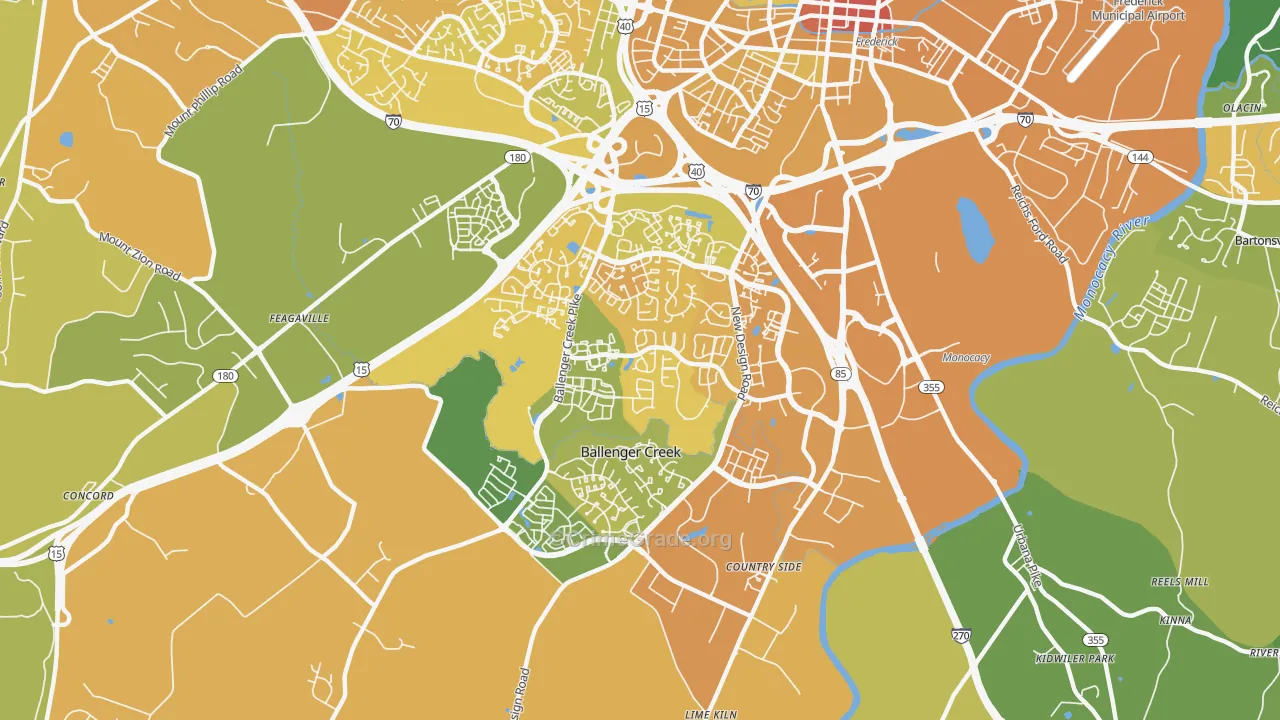 Ballenger Creek, MD Map of Vehicle Theft Rates