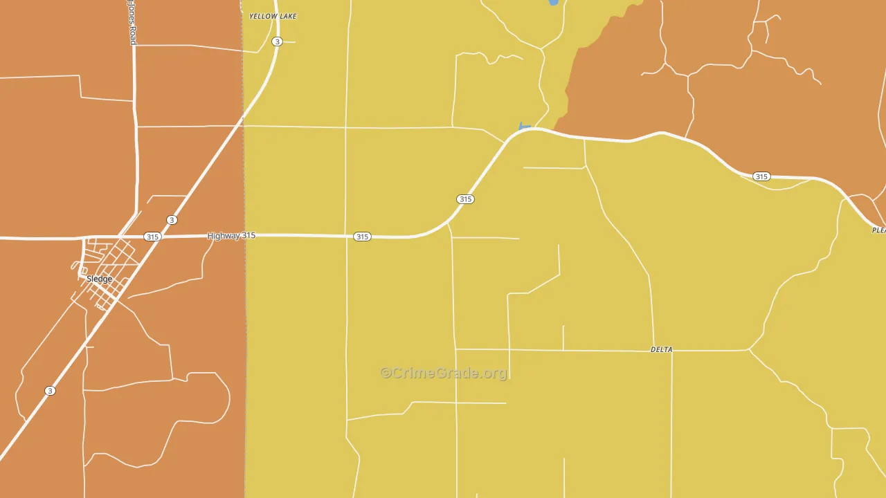 Ballentine, MS Map of Vehicle Theft Rates