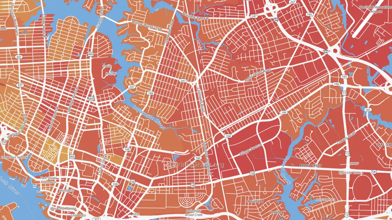Ballentine Place, Norfolk, VA Map of Vehicle Theft Rates
